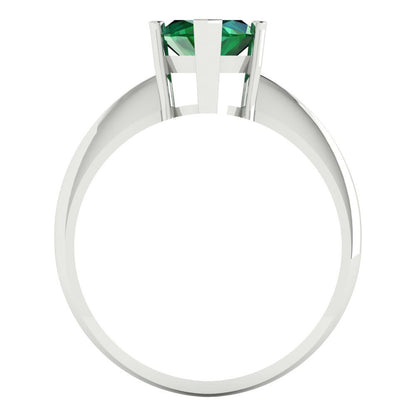 2.5 cttw Simulated Emerald Solitaire  Engagement Ring - Solid Gold (Marquise Cut ,13x6.5mm)
