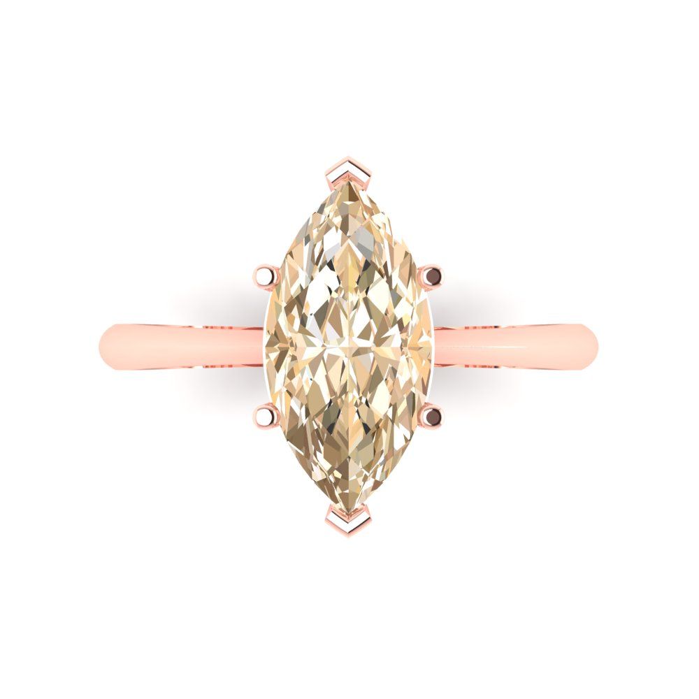2.5 cttw Natural Morganite Solitaire  Engagement Ring - Solid Gold (Marquise Cut ,13x6.5mm)
