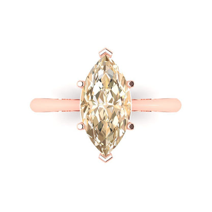 2.5 cttw Natural Morganite Solitaire  Engagement Ring - Solid Gold (Marquise Cut ,13x6.5mm)
