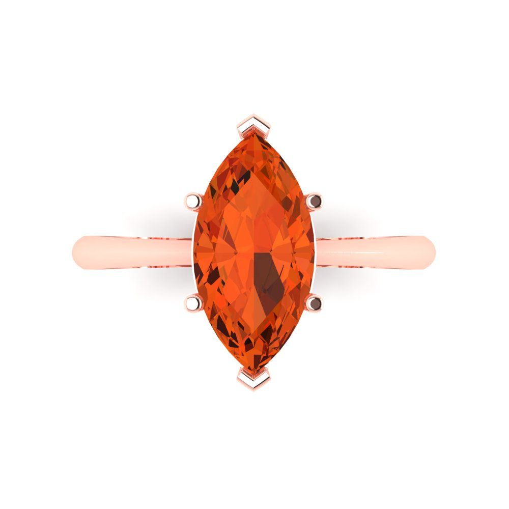 2.5 cttw Zirconia Simulated Red Diamond Solitaire  Engagement Ring - Solid Gold (VVS1, Marquise Cut ,13x6.5mm)