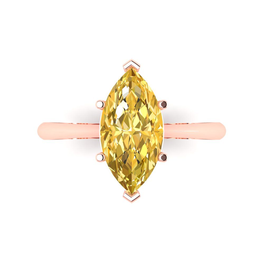 2.5 cttw Natural Citrine Solitaire  Engagement Ring - Solid Gold (Marquise Cut ,13x6.5mm)
