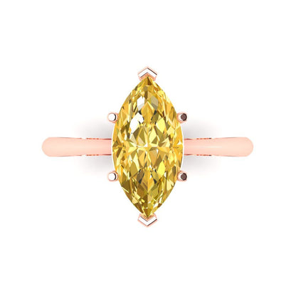 2.5 cttw Natural Citrine Solitaire  Engagement Ring - Solid Gold (Marquise Cut ,13x6.5mm)