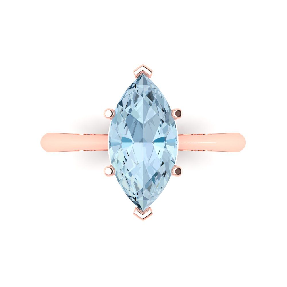 2.5 cttw Natural Sky Blue Topaz Solitaire  Engagement Ring - Solid Gold (Marquise Cut ,13x6.5mm)