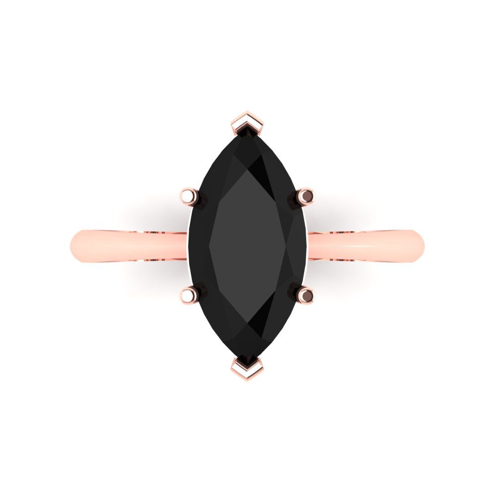 2.5 cttw Natural Onyx Solitaire  Engagement Ring - Solid Gold (Marquise Cut ,13x6.5mm)