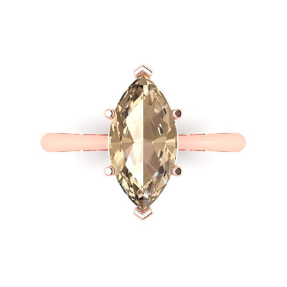 2.5 cttw Yellow Moissanite Solitaire  Engagement Ring - Solid Gold (Marquise Cut ,13x6.5mm)