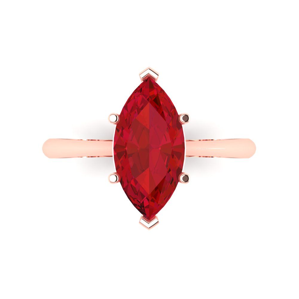 2.5 cttw Simulated Ruby Solitaire  Engagement Ring - Solid Rose Gold (VVS1, Marquise Cut ,13x6.5mm)
