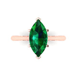 2.5 ct Brilliant Marquise Cut Simulated Emerald Stone Rose Gold Solitaire Ring