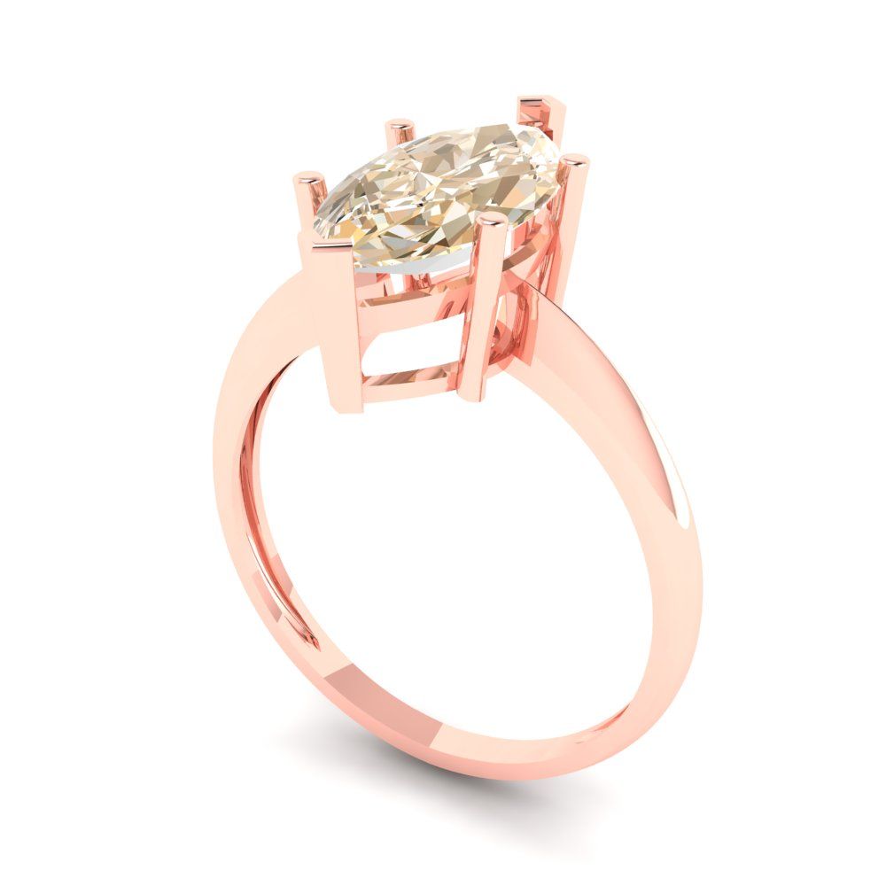2.5 cttw Natural Morganite Solitaire  Engagement Ring - Solid Gold (Marquise Cut ,13x6.5mm)