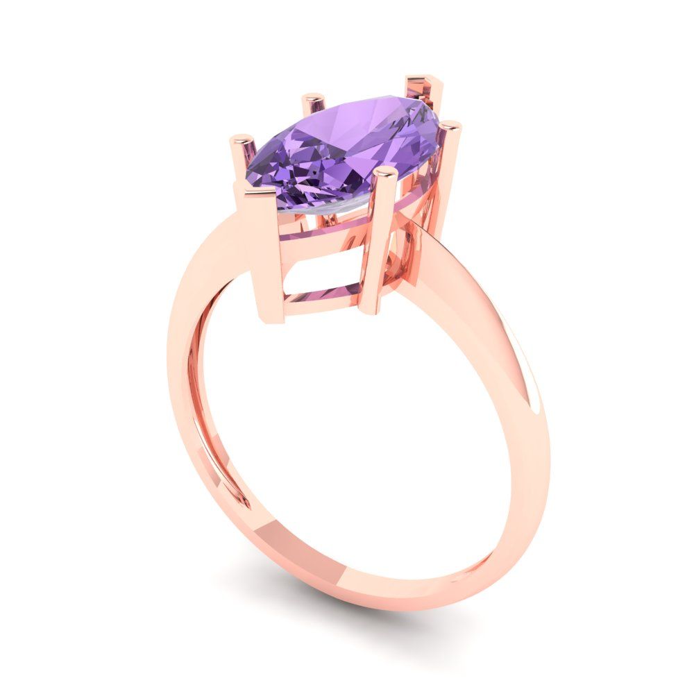 2.5 cttw Simulated Alexandrite Solitaire  Engagement Ring - Solid Gold (Marquise Cut ,13x6.5mm)