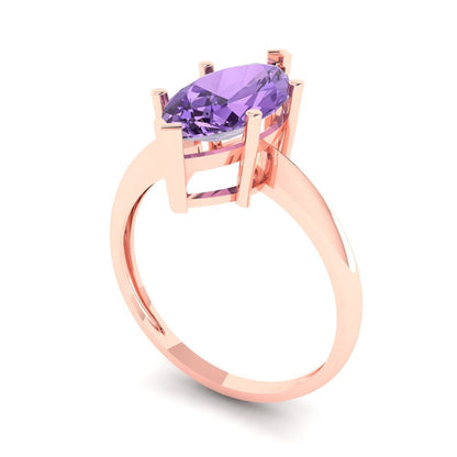 2.5 cttw Simulated Alexandrite Solitaire  Engagement Ring - Solid Gold (Marquise Cut ,13x6.5mm)