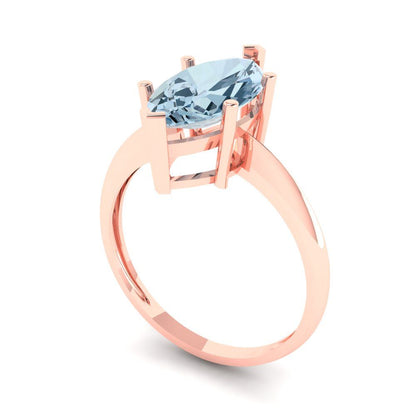 2.5 cttw Natural Swiss Blue Topaz Solitaire  Engagement Ring - Solid Gold (Marquise Cut ,13x6.5mm)