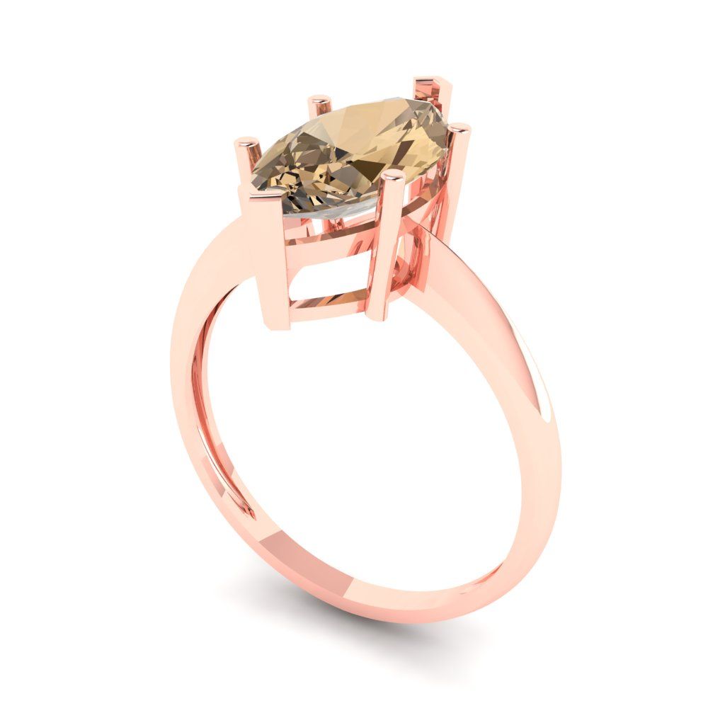 2.5 cttw Zirconia Simulated Champagne Diamond Solitaire  Engagement Ring - Solid Gold (VVS1, Marquise Cut ,13x6.5mm)