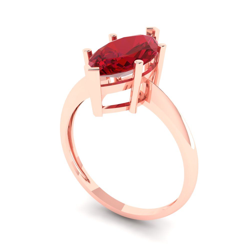 2.5 cttw Simulated Ruby Solitaire  Engagement Ring - Solid Rose Gold (VVS1, Marquise Cut ,13x6.5mm)
