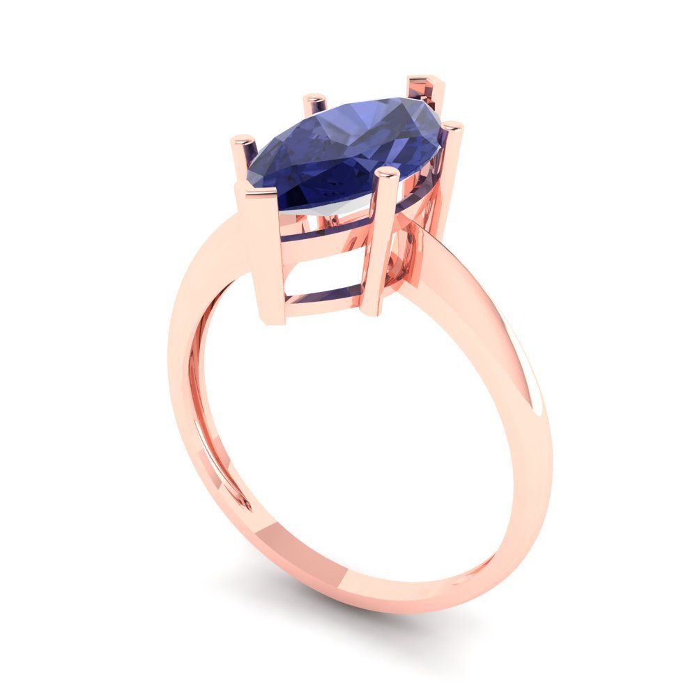 2.5 cttw Simulated Tanzanite Solitaire  Engagement Ring - Solid Gold (Marquise Cut ,13x6.5mm)
