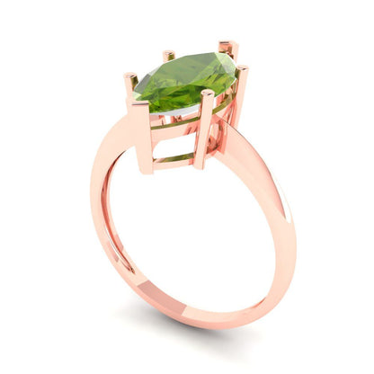 2.5 cttw Natural Peridot Solitaire  Engagement Ring - Solid Gold (Marquise Cut ,13x6.5mm)