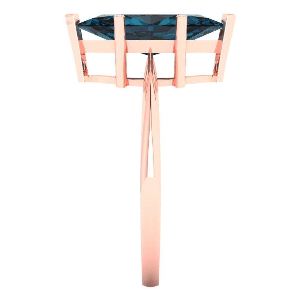 2.5 cttw Natural London Blue Topaz Solitaire  Engagement Ring - Solid Gold (Marquise Cut ,13x6.5mm)