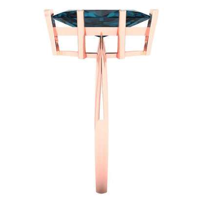 2.5 cttw Natural London Blue Topaz Solitaire  Engagement Ring - Solid Gold (Marquise Cut ,13x6.5mm)