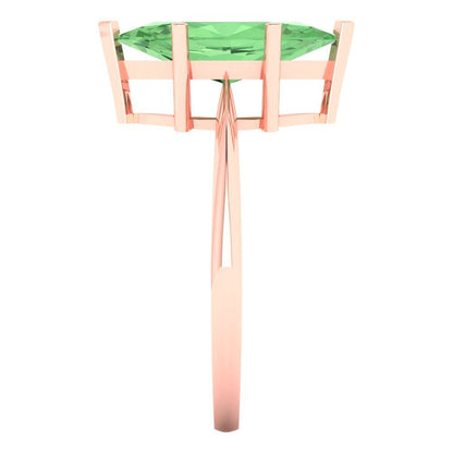 2.5 cttw Zirconia Simulated Green Diamond Solitaire  Engagement Ring - Solid Gold (VVS1, Marquise Cut ,13x6.5mm)