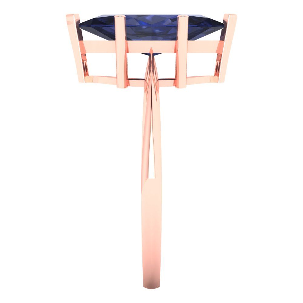 2.5 cttw Simulated Blue Sapphire Solitaire  Engagement Ring - Solid Gold (Marquise Cut ,13x6.5mm)