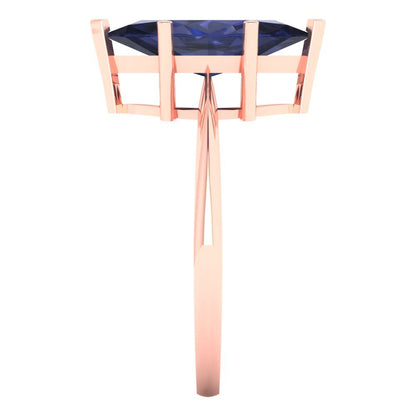 2.5 cttw Simulated Blue Sapphire Solitaire  Engagement Ring - Solid Gold (Marquise Cut ,13x6.5mm)