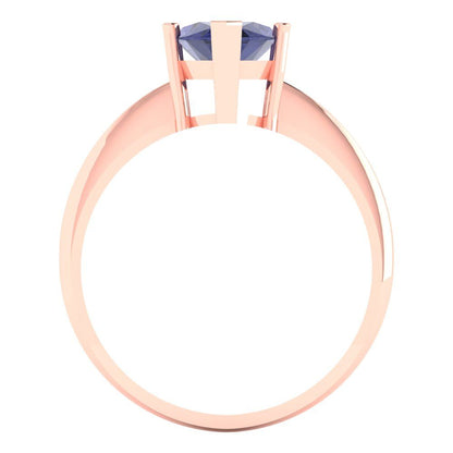 2.5 cttw Simulated Tanzanite Solitaire  Engagement Ring - Solid Gold (Marquise Cut ,13x6.5mm)