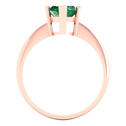2.5 cttw Simulated Emerald Solitaire  Engagement Ring - Solid Gold (Marquise Cut ,13x6.5mm)