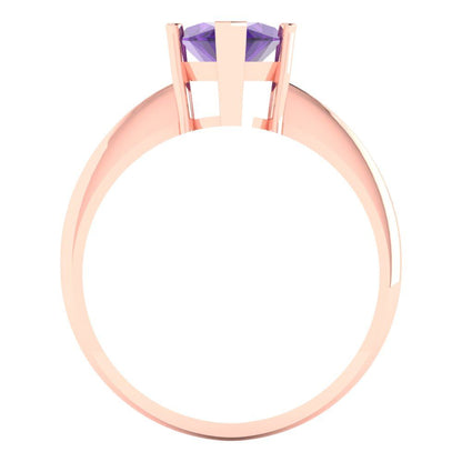 2.5 cttw Natural Amethyst Solitaire  Engagement Ring - Solid Gold (Marquise Cut ,13x6.5mm)