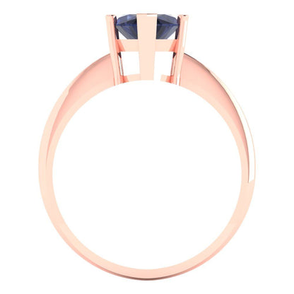 2.5 cttw Simulated Blue Sapphire Solitaire  Engagement Ring - Solid Gold (Marquise Cut ,13x6.5mm)