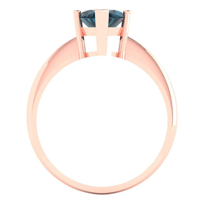 2.5 cttw Natural London Blue Topaz Solitaire  Engagement Ring - Solid Gold (Marquise Cut ,13x6.5mm)