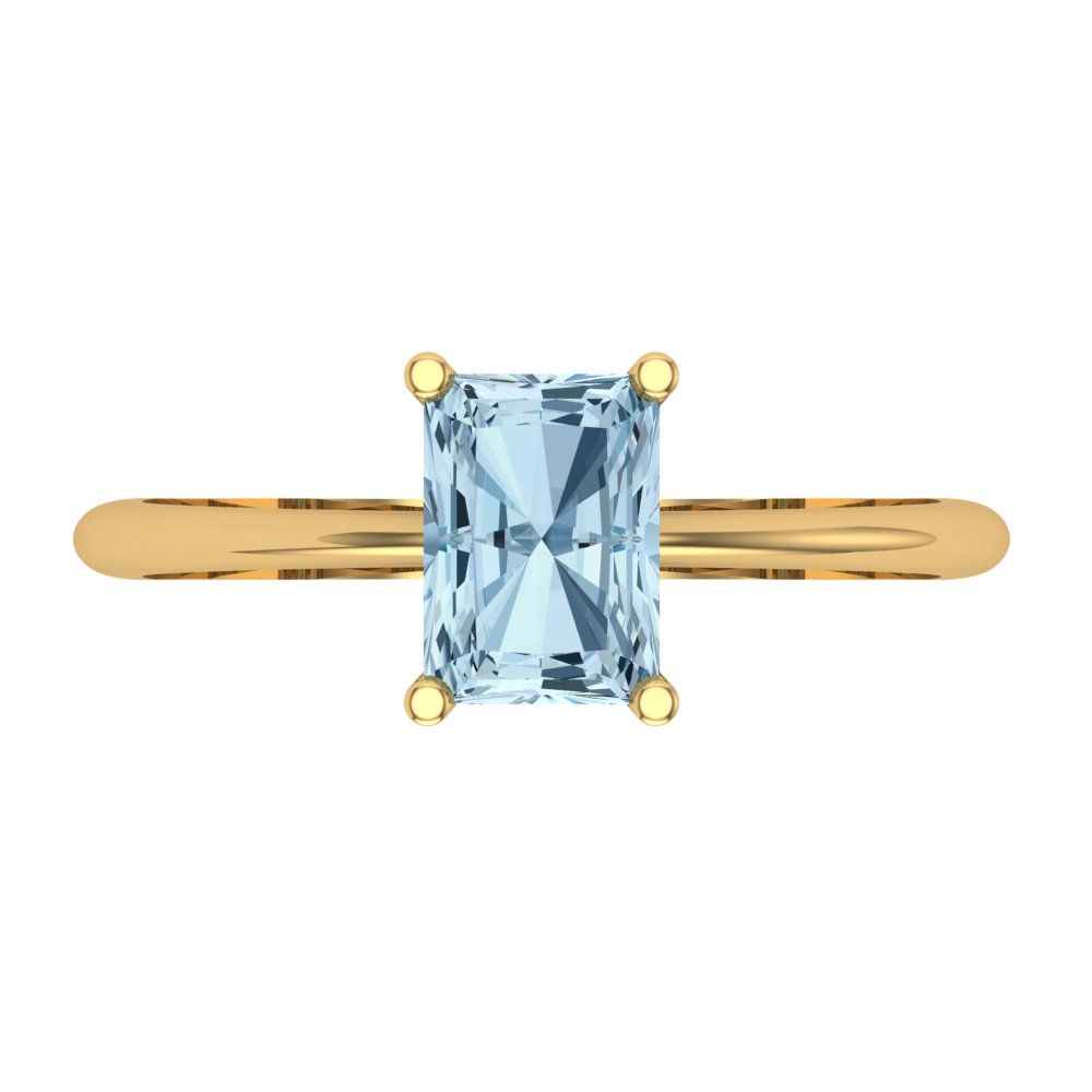 1 cttw Natural Sky Blue Topaz Solitaire  Engagement Ring - Solid Gold (Radiant Cut,7x5mm)
