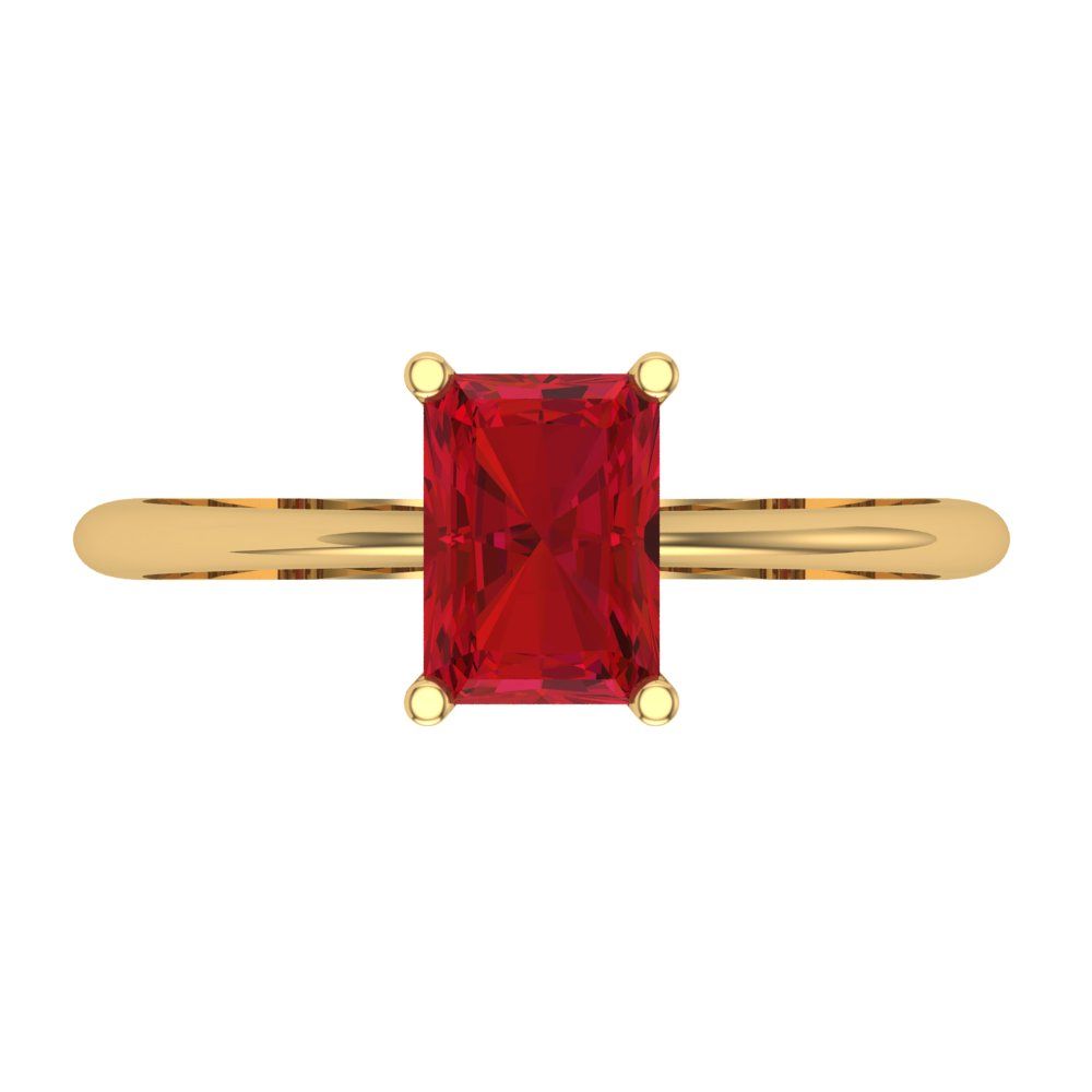 1 cttw Simulated Ruby Solitaire  Engagement Ring - Solid Gold (Radiant Cut,7x5mm)