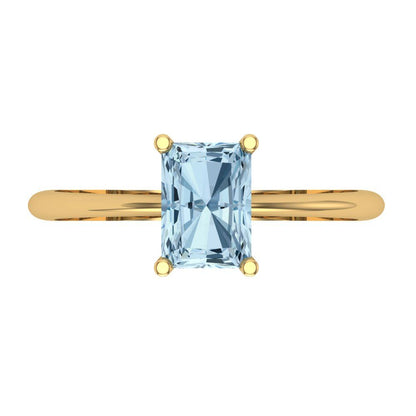 1 cttw Zirconia Simulated Blue Diamond Solitaire  Engagement Ring - Solid Gold (VVS1, Radiant Cut,7x5mm)