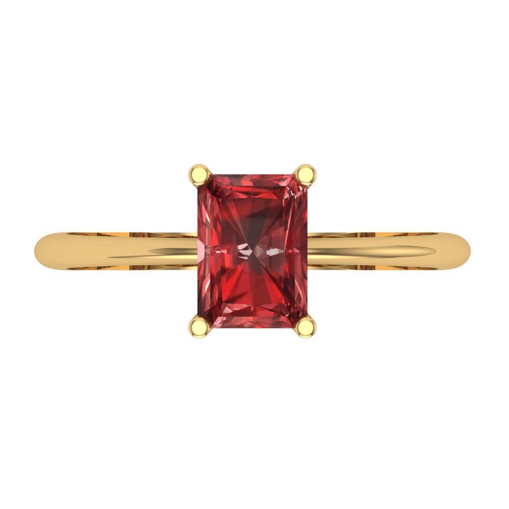 1 cttw Natural Garnet Solitaire  Engagement Ring - Solid Gold (Radiant Cut,7x5mm)