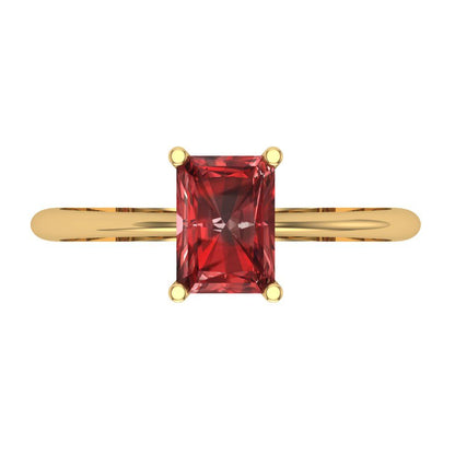 1 cttw Natural Garnet Solitaire  Engagement Ring - Solid Gold (Radiant Cut,7x5mm)