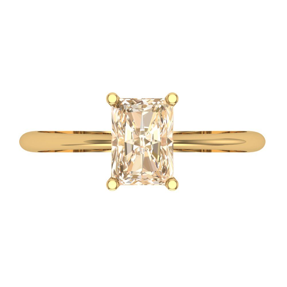 1 cttw Natural Morganite Solitaire  Engagement Ring - Solid Gold (Radiant Cut,7x5mm)