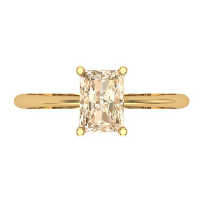 1 cttw Natural Morganite Solitaire  Engagement Ring - Solid Gold (Radiant Cut,7x5mm)