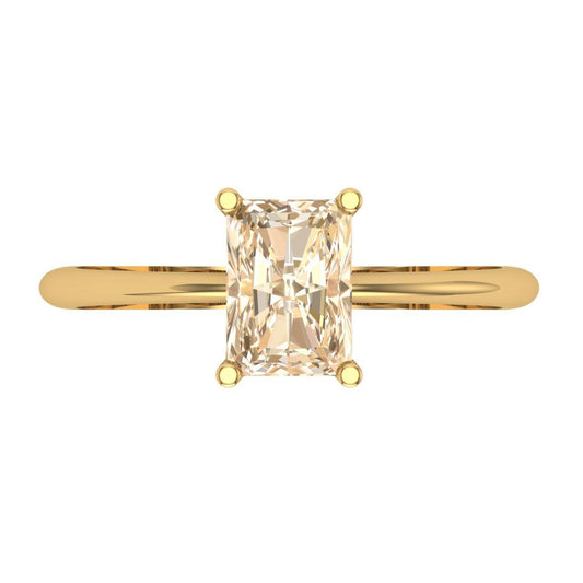 1 cttw Natural Morganite Solitaire  Engagement Ring - Solid Yellow Gold (VVS1, Radiant Cut,7x5mm)