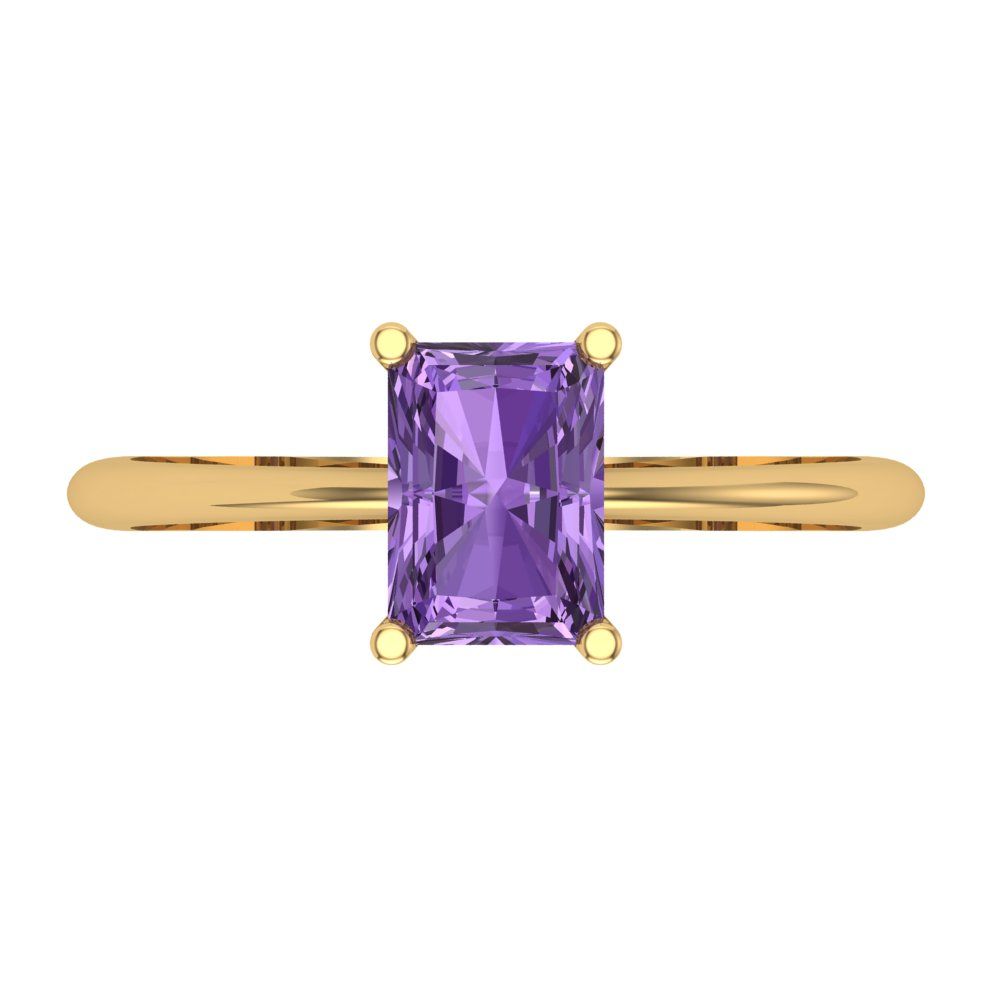 1 cttw Simulated Alexandrite Solitaire  Engagement Ring - Solid Gold (Radiant Cut,7x5mm)