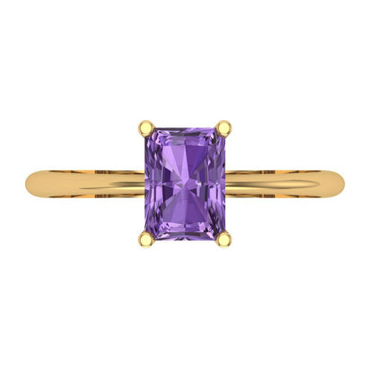 1 cttw Simulated Alexandrite Solitaire  Engagement Ring - Solid Gold (Radiant Cut,7x5mm)