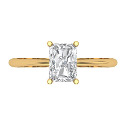 1 cttw Certified Moissanite Solitaire  Engagement Ring - Solid Gold (VVS1, D-F,Radiant Cut,7x5mm)