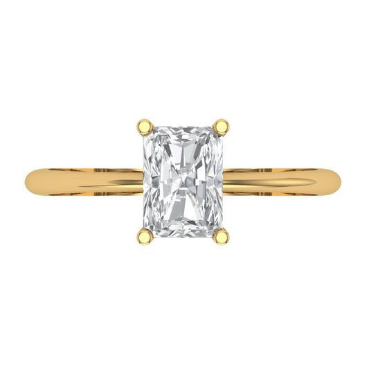 1 cttw Moissanite Solitaire  Engagement Ring - Solid Yellow Gold (VVS1, Radiant Cut,7x5mm)