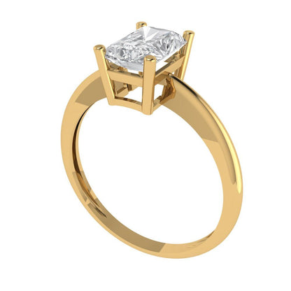 1 cttw Zirconia Simulated Diamond Solitaire  Engagement Ring - Solid Gold (VVS1, Radiant Cut,7x5mm)