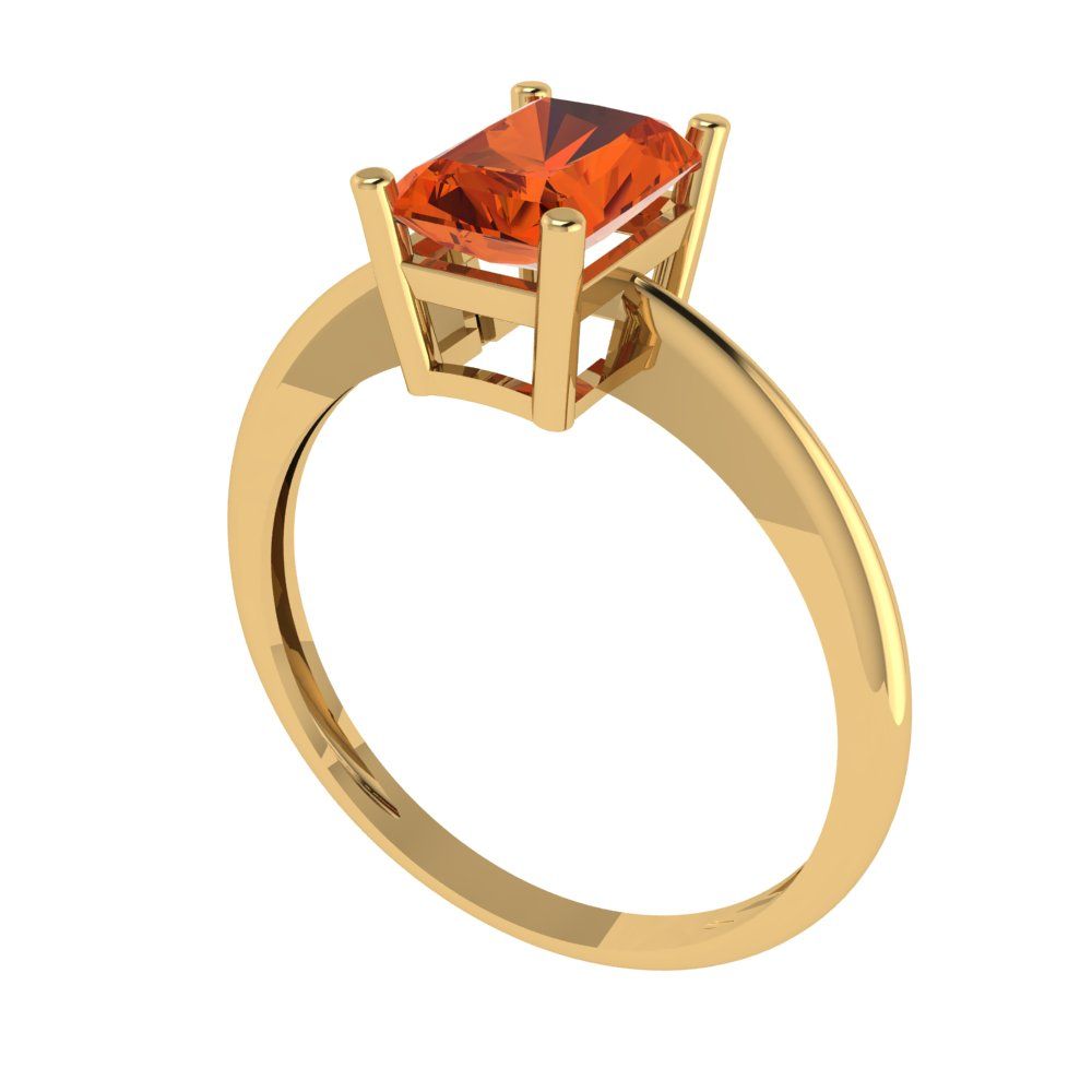 1 cttw Zirconia Simulated Red Diamond Solitaire  Engagement Ring - Solid Gold (VVS1, Radiant Cut,7x5mm)