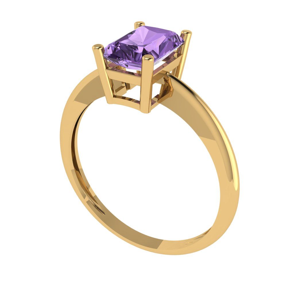 1 cttw Simulated Alexandrite Solitaire  Engagement Ring - Solid Gold (Radiant Cut,7x5mm)