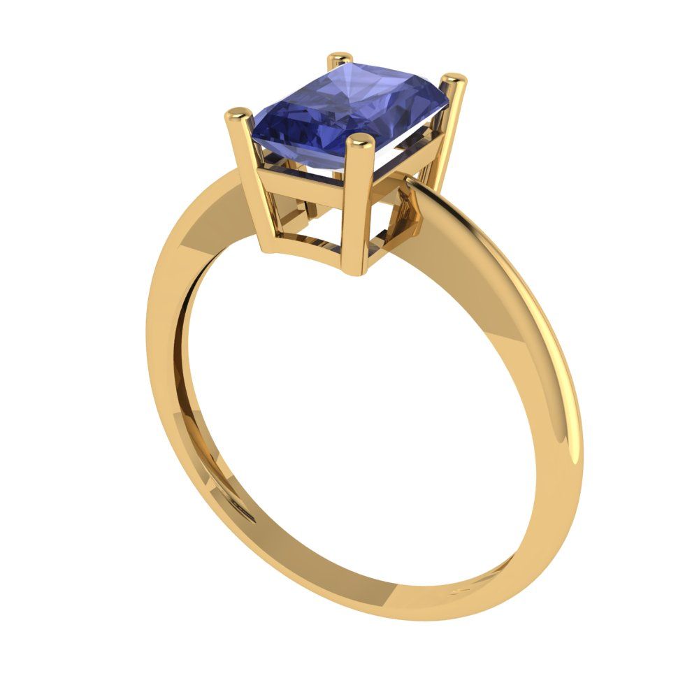 1 cttw Simulated Tanzanite Solitaire  Engagement Ring - Solid Gold (Radiant Cut,7x5mm)
