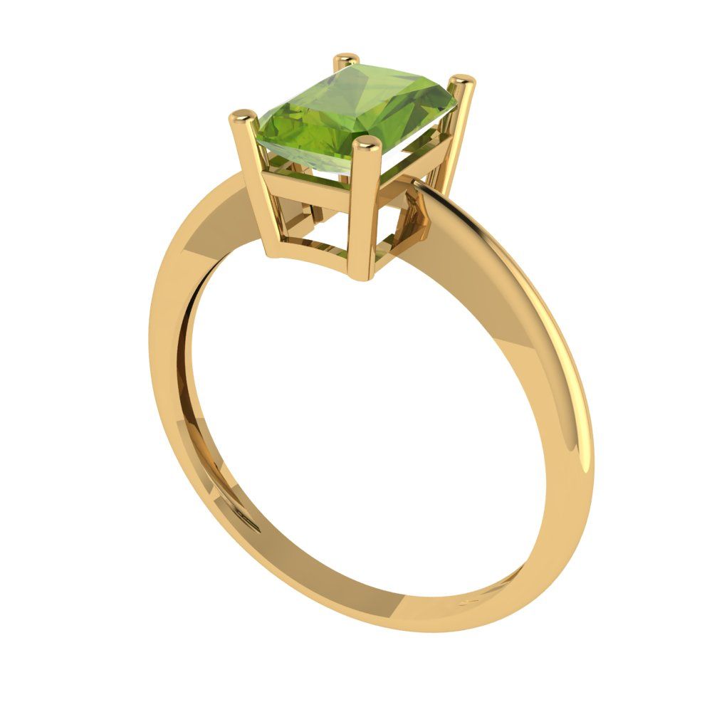 1 cttw Natural Peridot Solitaire  Engagement Ring - Solid Gold (Radiant Cut,7x5mm)
