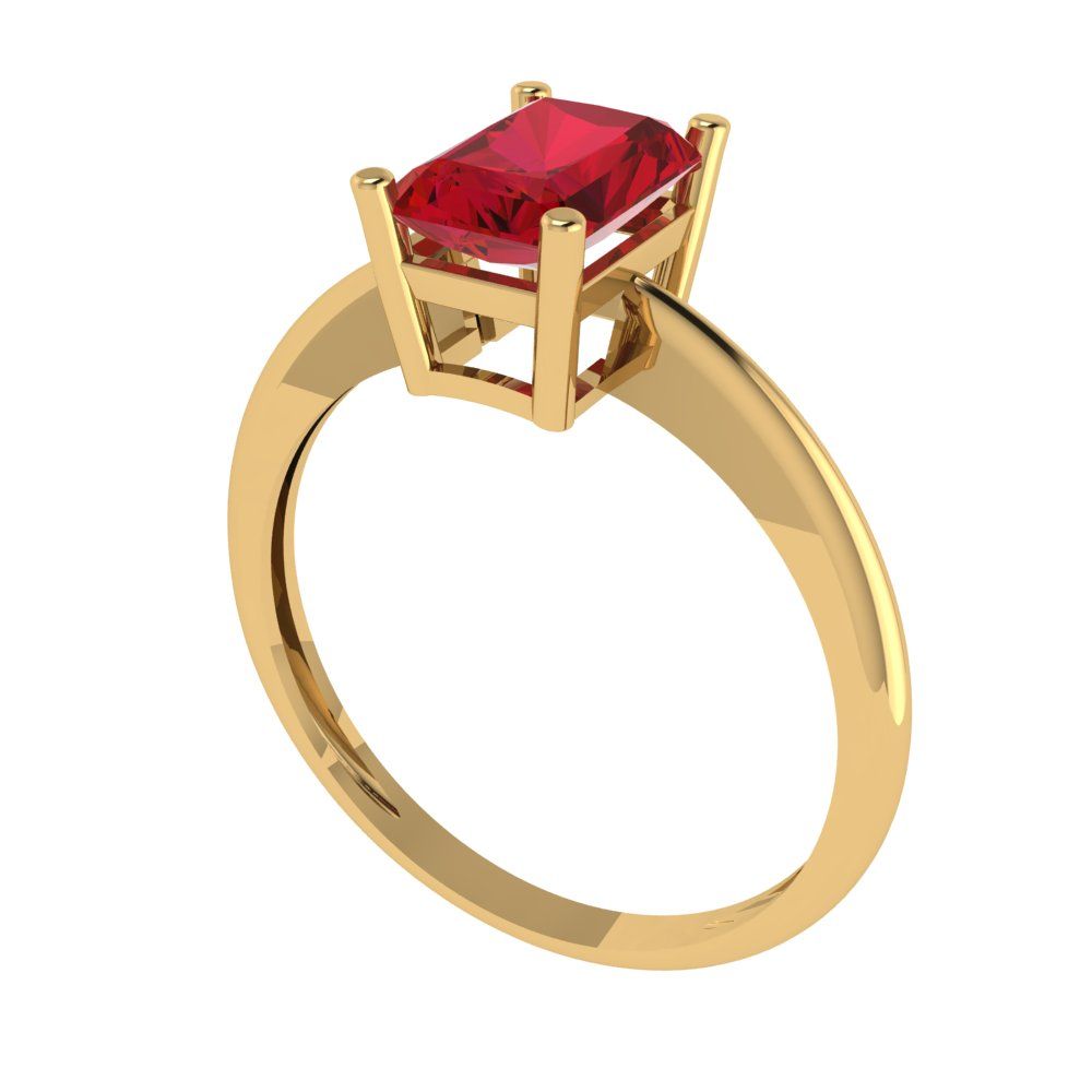 1 cttw Simulated Pink Tourmaline Solitaire  Engagement Ring - Solid Gold (Radiant Cut,7x5mm)