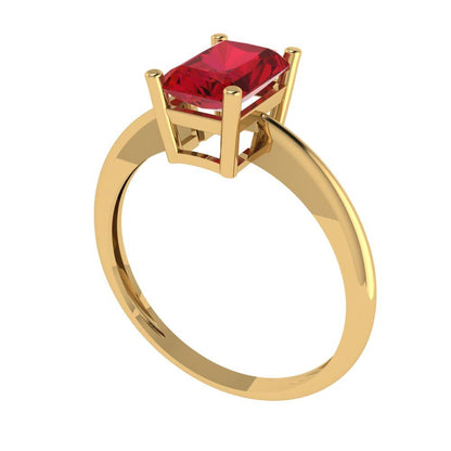 1 cttw Simulated Pink Tourmaline Solitaire  Engagement Ring - Solid Gold (Radiant Cut,7x5mm)