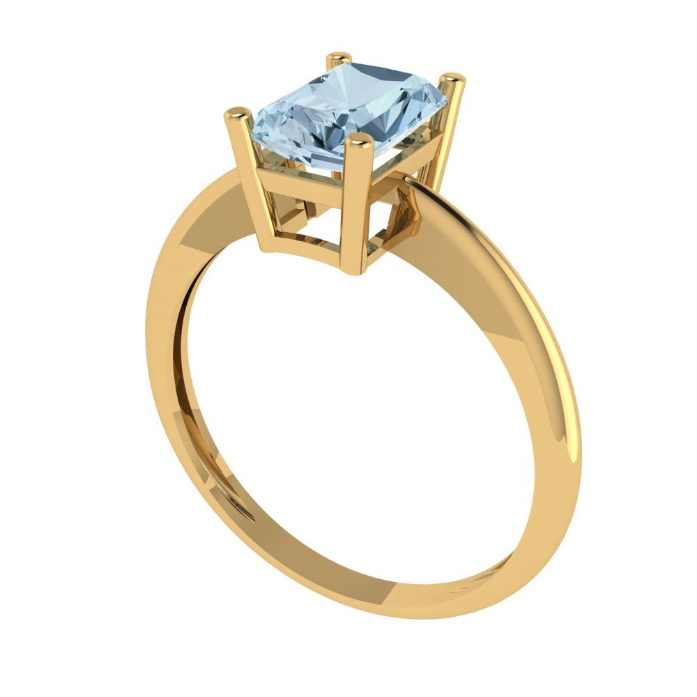 1 cttw Natural Sky Blue Topaz Solitaire  Engagement Ring - Solid Gold (Radiant Cut,7x5mm)