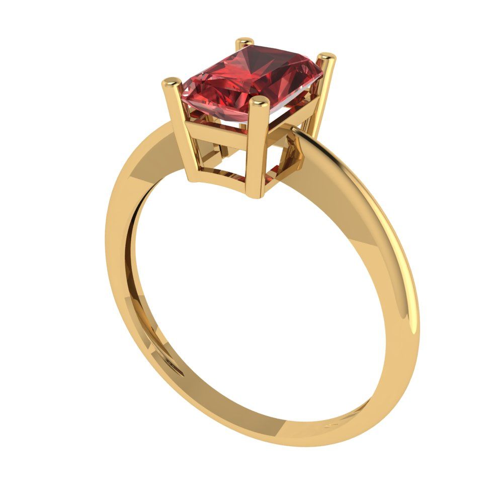 1 cttw Natural Garnet Solitaire  Engagement Ring - Solid Gold (Radiant Cut,7x5mm)
